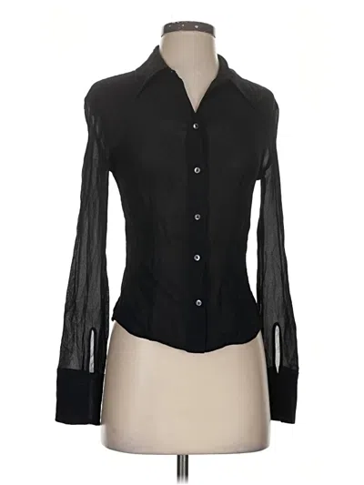 Pre-owned David Lerner Long Sleeve Blouse In Black