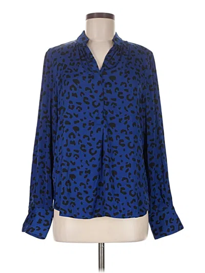 Pre-owned David Lerner Long Sleeve Blouse In Blue
