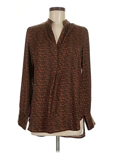 Pre-owned David Lerner Long Sleeve Blouse In Brown