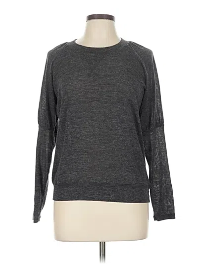 Pre-owned David Lerner Long Sleeve Top Gray Crew Neck Tops