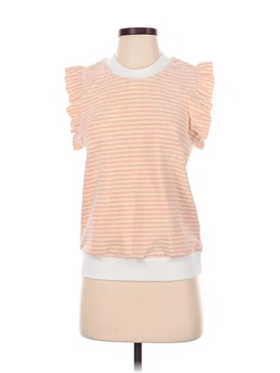 Pre-owned David Lerner Short Sleeve Top Orange Ruffles Neckline Tops