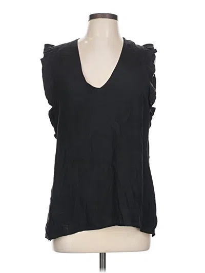 Pre-owned David Lerner Sleeveless Silk Top Black V-neck Tops