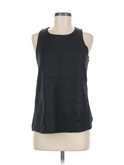 Pre-owned David Lerner Sleeveless Top Black Solid Pattern Crew Neck Tops
