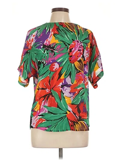 Pre-owned David Matthew Short Sleeve Blouse In Green