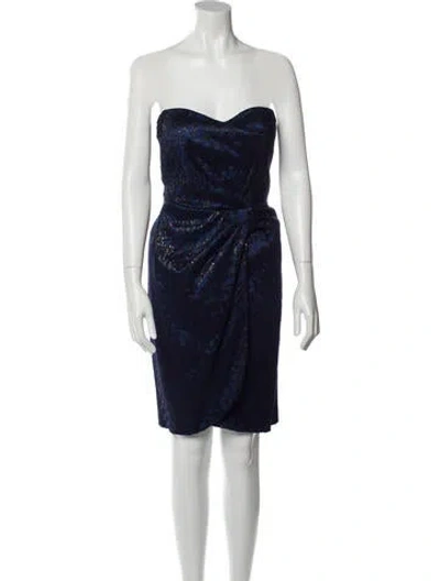 Pre-owned David Meister Strapless Mini Dress In Blue