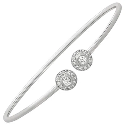 Pre-owned David Morris 0.40 Carat Natural Diamond Bangle Bracelet G Si 14 Karat White Gold