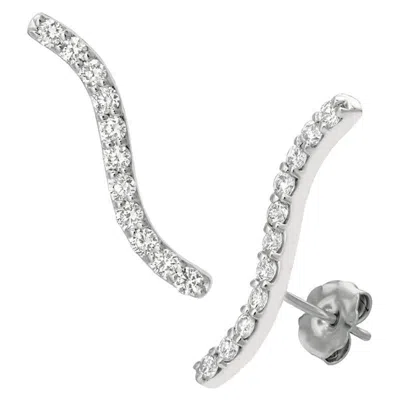 Pre-owned David Morris 0.75 Carat Natural Diamond Climber Earrings G Si 14 Karat White Gold