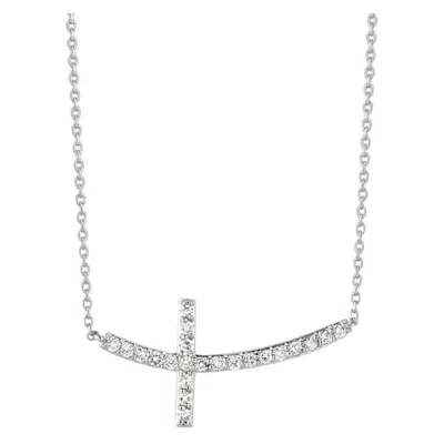 Pre-owned David Morris 0.75 Carat Natural Diamond Cross Pendant Necklace 14 Karat White Gold G Si Chain