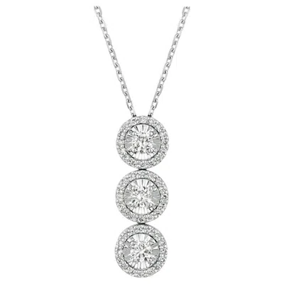Pre-owned David Morris 0.80 Carat Natural Diamond Pendant Necklace 14 Karat White Gold G Si Chain
