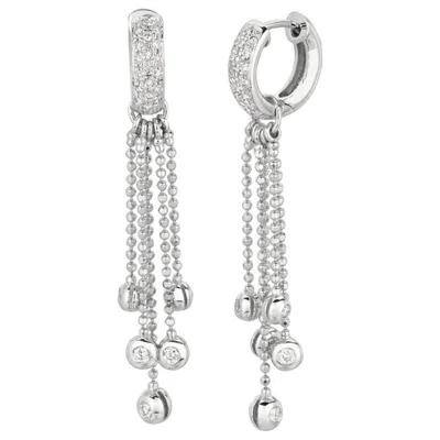 Pre-owned David Morris 1.00 Carat Natural Diamond 5 Strand Pave Set Earrings G Si 14 Karat White Gold