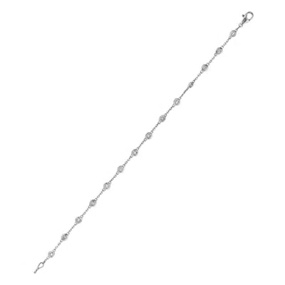 Pre-owned David Morris 1.00 Carat Natural Diamond Bezel Bracelet G Si 14 Karat White Gold 14 Stones