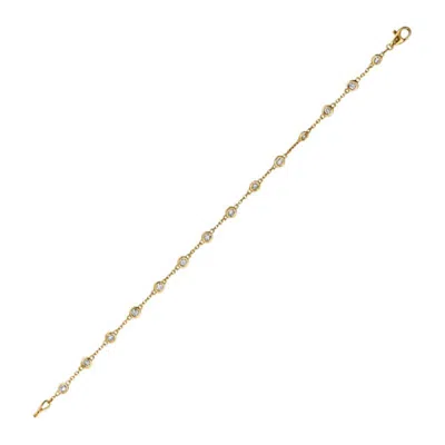 Pre-owned David Morris 1.00 Carat Natural Diamond Bezel Bracelet G Si 14 Karat Yellow Gold 14 Stones