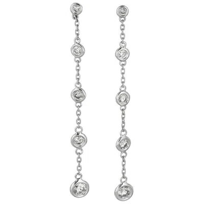 Pre-owned David Morris 1.00 Carat Natural Diamond Bezel Drop Earrings G Si 14 Karat White Gold