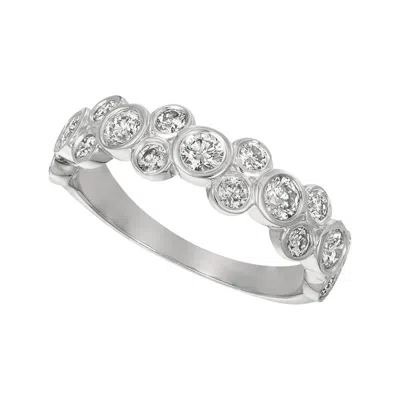 Pre-owned David Morris 1.00 Carat Natural Diamond Bezel Ring G Si 14 Karat White Gold