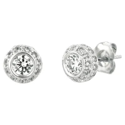 Pre-owned David Morris 1.00 Carat Natural Diamond Earrings G Si 14k White Gold