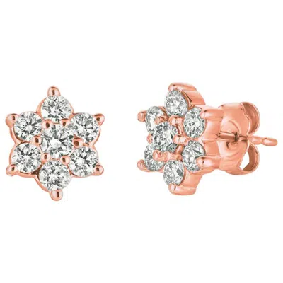 Pre-owned David Morris 1.00 Carat Natural Diamond Earrings G-h Si Set In 14 Karat Rose Gold In Red