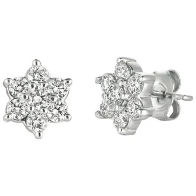 Pre-owned David Morris 1.00 Carat Natural Diamond Earrings G-h Si Set In 14 Karat White Gold