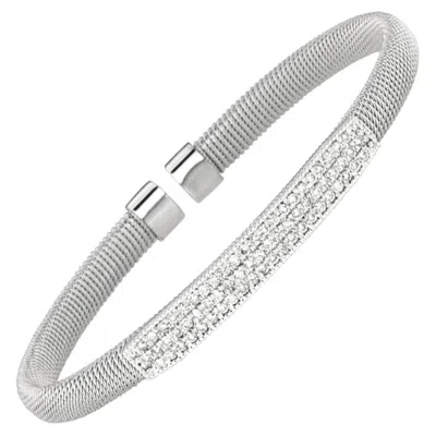 Pre-owned David Morris 1.00 Carat Natural Diamond Fancy Bangle Bracelet G-h Si 14 Karat White Gold