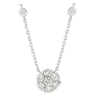 Pre-owned David Morris 1.00 Carat Natural Diamond Flower And Bezel Pendant 14 Karat Gold G Si Chain In Multi