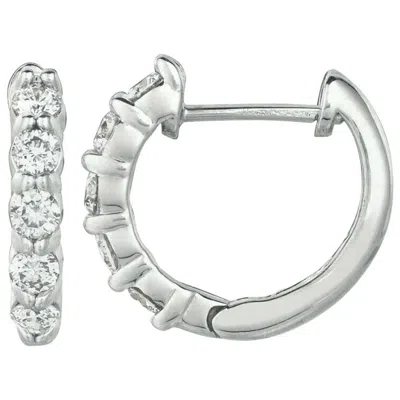 Pre-owned David Morris 1.00 Carat Natural Diamond Hoop Earrings G Si 14 Karat White Gold