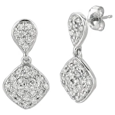Pre-owned David Morris 1.05 Carat Natural Diamond Pear & Square Shape Drop Earrings G Si 14 Karat Gold In Multi