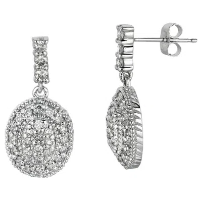 Pre-owned David Morris 1.25 Carat Natural Diamond Oval Drop Earrings G Si 14 Karat White Gold