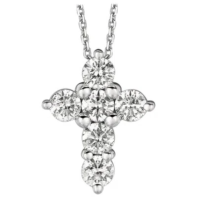 Pre-owned David Morris 1.50 Carat Natural Diamond Cross Pendant Necklace 14 Karat White Gold G Si Chain