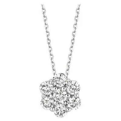 Pre-owned David Morris 1.50 Carat Natural Diamond Flower Necklace 14 Karat White Gold G Si Chain