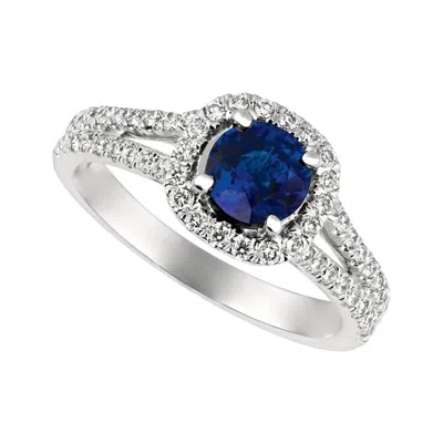 Pre-owned David Morris 1.70 Carat Natural Diamond And Sapphire Ring 14 Karat White Gold
