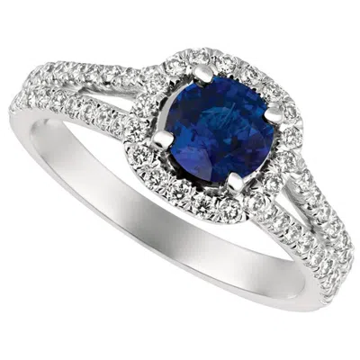 Pre-owned David Morris 1.70 Carat Natural Diamond And Sapphire Ring 14 Karat White Gold