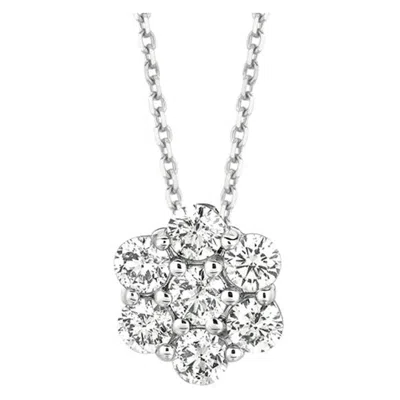 Pre-owned David Morris 1.75 Carat Natural Diamond Cluster Necklace 14 Karat White Gold G Si Chain