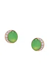 David Morris 18k Rose Gold Round-shape Diamond-embellishment Earrings In Green