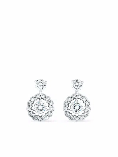 David Morris 18kt White Gold Elizabeth Diamond Drop Earrings In Silver