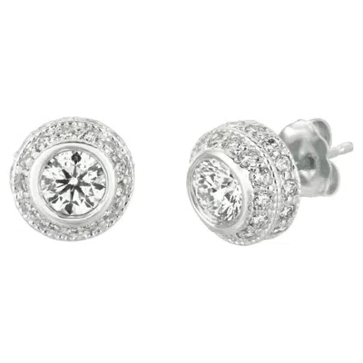 Pre-owned David Morris 2.00 Carat Natural Diamond Earrings G Si 14k White Gold