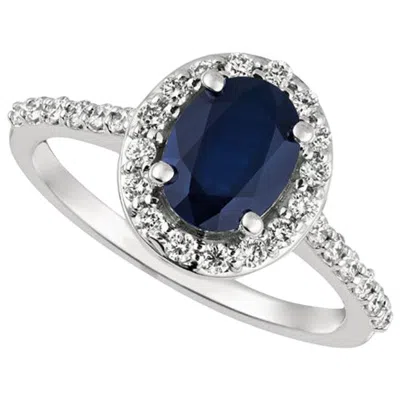 Pre-owned David Morris 2.05 Carat Natural Diamond And Sapphire Engagement Ring 14 Karat White Gold