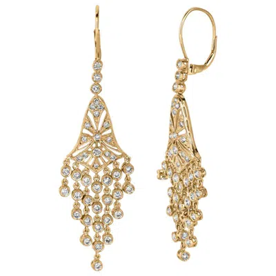 Pre-owned David Morris 2.30 Carat Natural Diamond Chandelier Earrings G Si 14 Karat Yellow Gold
