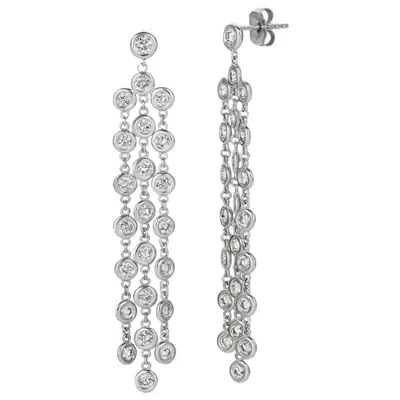 Pre-owned David Morris 2.75 Carat Natural Diamond Bezel Drop Earrings G Si 14 Karat White Gold