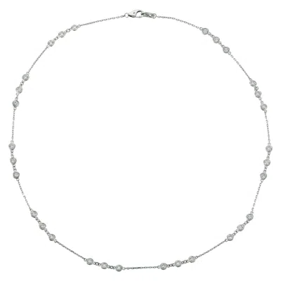 Pre-owned David Morris 3.00 Carat Diamond Necklace G Si 14 Karat White Gold 30 Stones