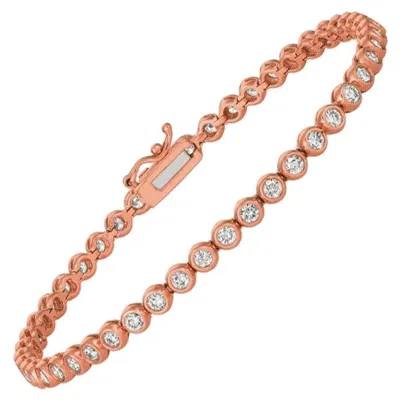 Pre-owned David Morris 3.10 Carat Natural Diamond Bezel Bracelet G Si 14 Karat Rose Gold In Red