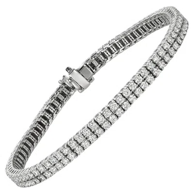Pre-owned David Morris 5.00 Carat Natural Diamond 2 Rows Tennis Bracelet G Si 14 Karat White Gold