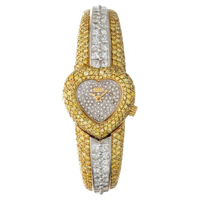 Pre-owned David Morris Fancy Intense Yellow White Diamond Bracelet Watch