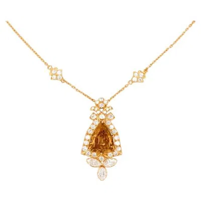 Pre-owned David Morris Gia Certified 6.85 Natural Coloured Diamond & Diamond Necklace In Multi