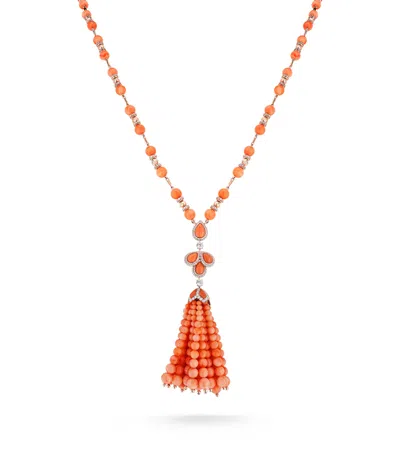 David Morris Rose Gold And Diamond Tassel Necklace In Brown