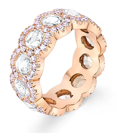 David Morris Rose Gold And Pink Diamond Rose Cut Eternity Ring