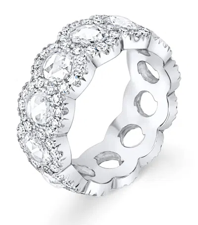 David Morris White Gold And Diamond Rose Cut Eternity Ring In Metallic