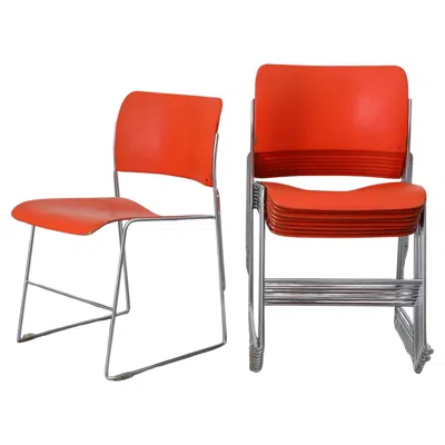 Pre-owned David Rowland 40/4 Metal Stacking Chairs The General Fireproofing Co, 1974 In Red