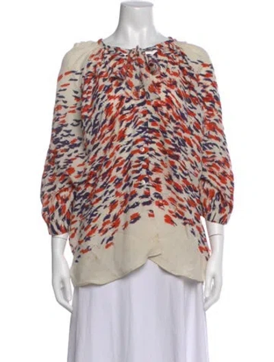 Pre-owned David Szeto Silk Printed Blouse In Multi