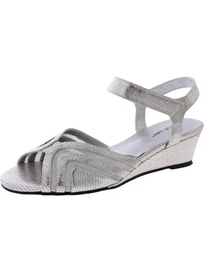 David Tate Admire Mens Peep Toe Dressy Wedge Sandals In Multi