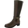 David Tate Allegria Womens Leather Stacked Heel Knee-high Boots In Brown