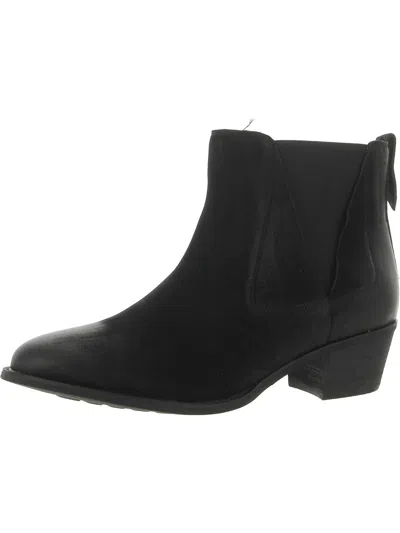 David Tate Arleta Womens Leather Block Heel Booties In Black